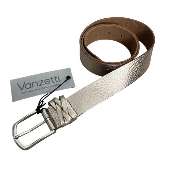 Vanzetti Leather Lot of 2 Hip Belts Metallic Pin Buckles Silver Copper/Brown - Picture 1 of 10